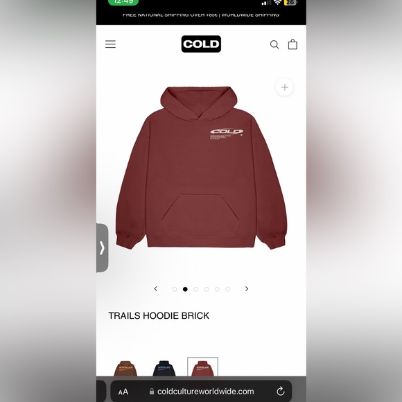 COLD CULTURE HOODIE (no longer on website) SIZE L COLOR BURGUNDY/BRICK - Picture 5 of 5